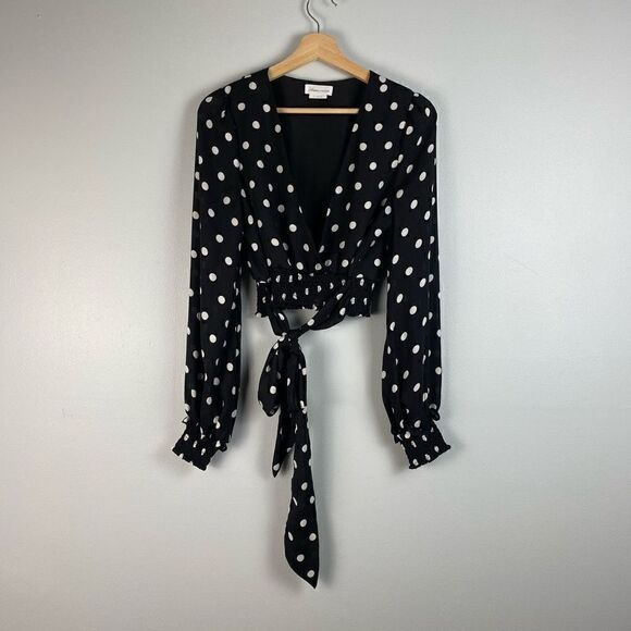 Lovers and Friends Chandra Polka Dot Smocked Cropped Top - Picture 9 of 9